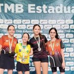 Yumi Iwamoto (de amarelo) na 2ª etapa do Goiano de tênis de mesa 2025