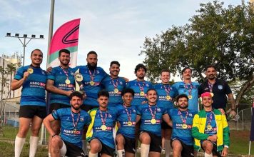 Em São Paulo, Xavantes Rugby busca defender o título no 2º NDU Sevens masculino 2025 foto do elenco campeão do Xavantes UFG