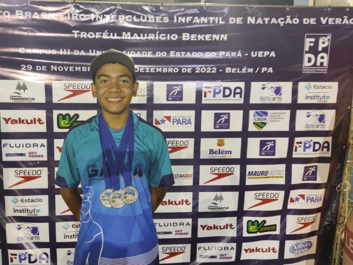 Gabriel Almeida leva para casa três medalhas de prata no Brasileiro Infantil de Verão