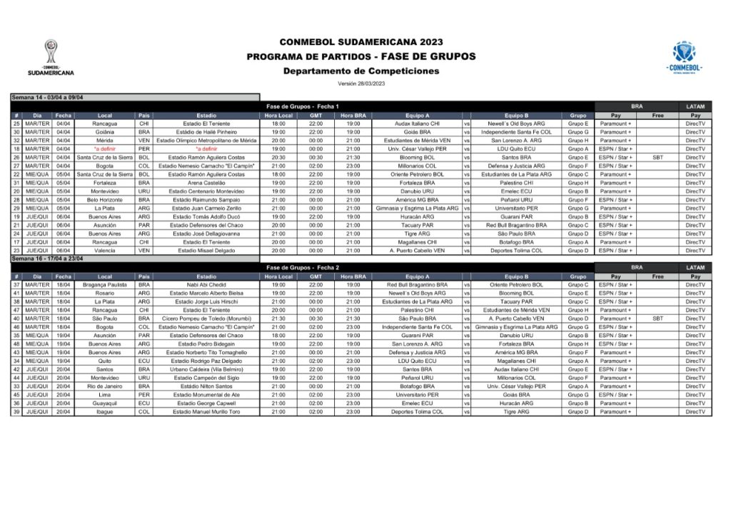 Conmebol divulga tabela da SulAmericana e Goiás estreia dia 4 de abril