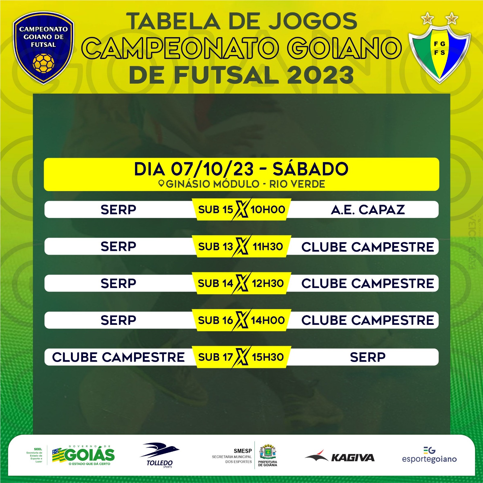 tabela de Classificação do Campeonato Rio-verdense de Futsal