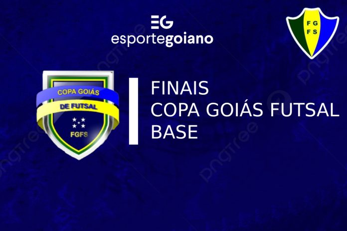 arte para as finais das categorias de base da copa goiás de futsal 2025